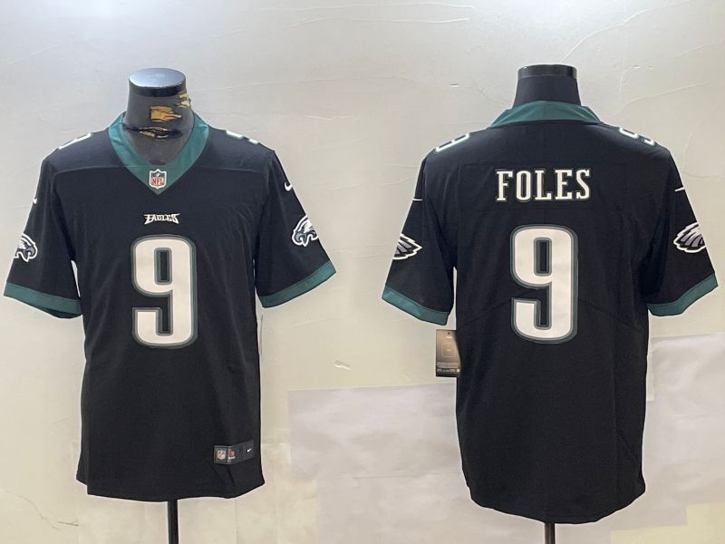 Men Philadelphia Eagles #9 Foles Black 2024 Nike Vapor Limited NFL Jersey style 2